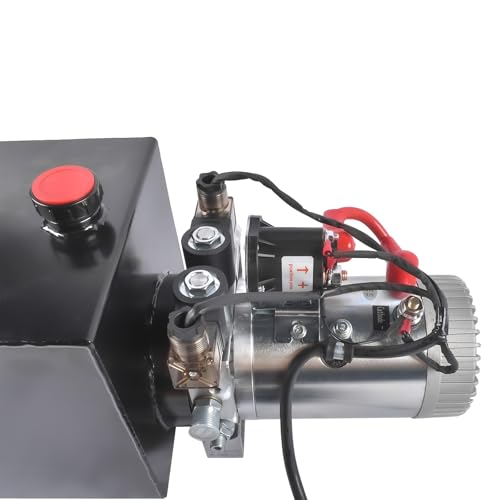 12V DC Steel Hydraulic Pump Power Unit, 2 GPM Flow Rate, 12 Quart Metal Reservoir, Double Acting, 3200 PSI Max Pressure, SAE #6 Ports for Dump Trailers, Car Lifts, DIY Hydraulic Systems - size: 12 Quart;Double Acting