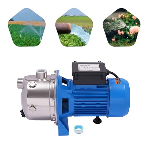 Shallow Well Pump, 110V Portable Electric Water Pump Stainless Steel Water Transfer Pump Garden Jet Pump Versatile Sprinkler Booster Pump for Gardening, Farms, Industrial Water (1.1KW 1.5HP) - style: 1.1KW 1.5HP