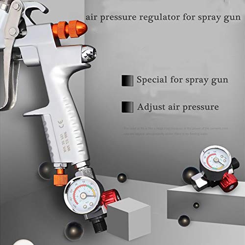 High Flow Air Pressure Regulator with Gauge for Spray Gun, 0-140 PSI Air Flow Control Adjusting Valve for Air Tools