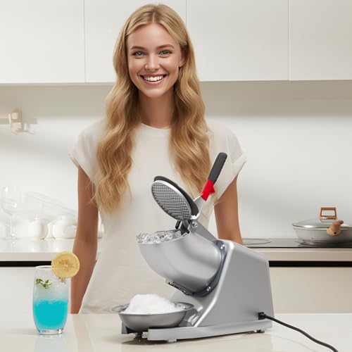 Ice Shaver Crusher Electric Snow Cone Maker Machine 4 Blades 300W 143lbs/hr Shaved Ice Machine Stainless Steel Electric Ice Crush Free Ice Pick Ice Cube Tray - size: 109