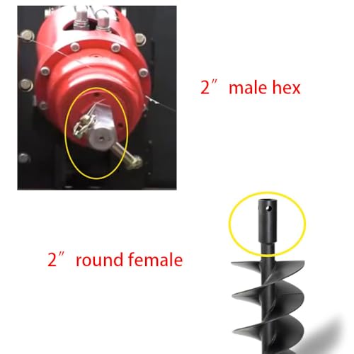 Auger Adapter 2 inch Female Hex to 2' Male Round Auger Bit Drive Convert
