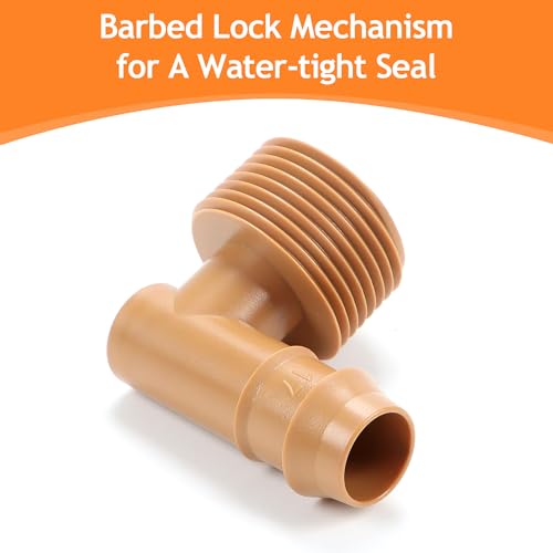 12 Pieces 3/4 Inch PVC to 1/2 Inch Drip Irrigation Adapter Fittings, 3/4" Male Pipe Thread(MPT) x 1/2" Drip Line Barbed Elbow Connectors 3/4-in PVC to 1/2-in Poly Tubing Adapter - size: 3/4" Thread To 1/2" Elbow