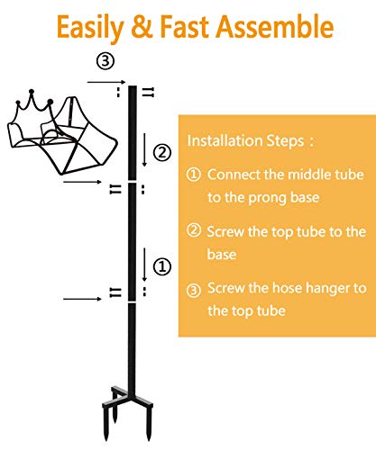 Garbuildman Garden Hose Holder with 3 Spikes, Freestanding Metal Hose Stand for Outdoor Garden, Detachable Hose Storage Rack for Lawn & Yard, Crown Black - size: 3-Spike Crown