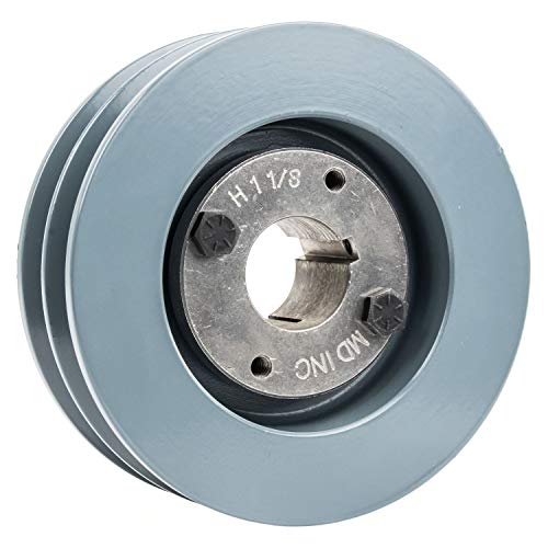 2BK50H Cast Iron 4.75" Dual Groove Pulley 2 Belt B Section 5L with 1-1/8" Sheave Bushing