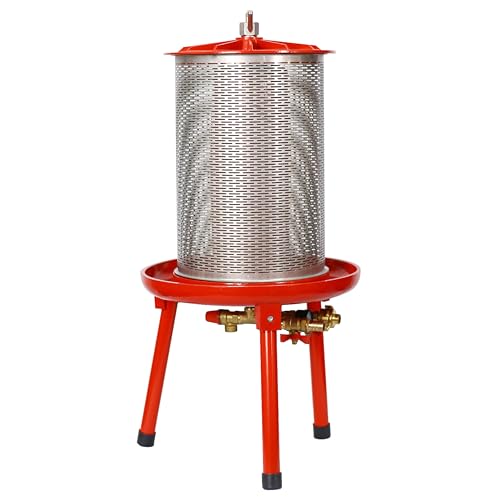 Hydraulic Fruit Press 5.3 Gallon 20L Stainless Steel Basket Manual Apple Grape Wine Cider Juicer Vegetable Nut Milk Extractor Water Powered Juice Maker Red - size: 5.3 Gallon / 20 Liters