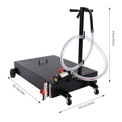 25 Gallon Oil Drain Pan with 155W Electric Pump & 7.2 Ft Hose Low Profile Oil Drain Tank Oil Drain Cart with Foldable T-Handle, Oil Change Pan for Car, SUV, Truck - size: B-25 Gallon Oil Drain Pan 155W Electric Pump