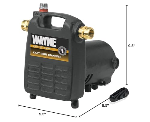 WAYNE PC4 1/2 HP Cast Iron Multi-Purpose Transfer Pump – Non-Submersible Utility Water Pump with Suction Strainer, Model 55832