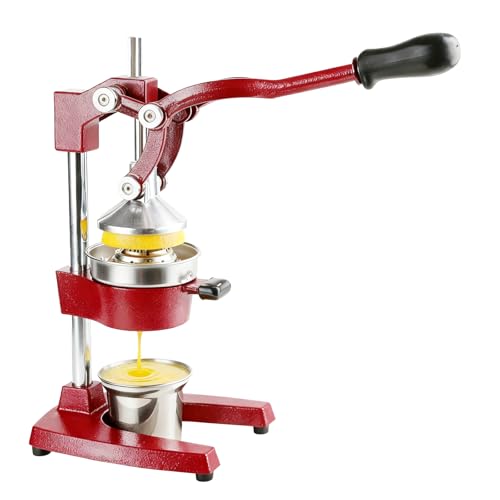 Kitchen Cast Iron Juicer - Easy-to-Clean Heavy-Duty Manual Juicer, Professional Citrus Juicer - Stainless Steel Lemon Squeezer - Manual Citrus Press & Orange Squeezer - Orange Juicer (Red) - color: Red