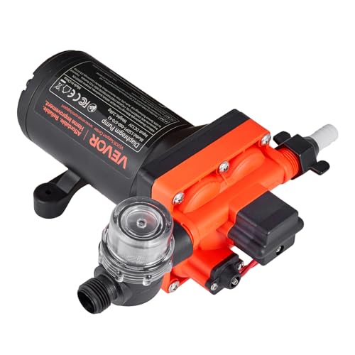 VEVOR RV Water Pump, 12V DC 6 GPM (22.7 L/min), 4-Chamber Self-Priming Diaphragm Water Pump with Automatic Pressure Switch, 70 PSI Max Pressure, On Demand for RV, Caravan, Marine, Yacht, Car Washing - size: 12V, 4-Chamber, 6.0GPM, 70PSI