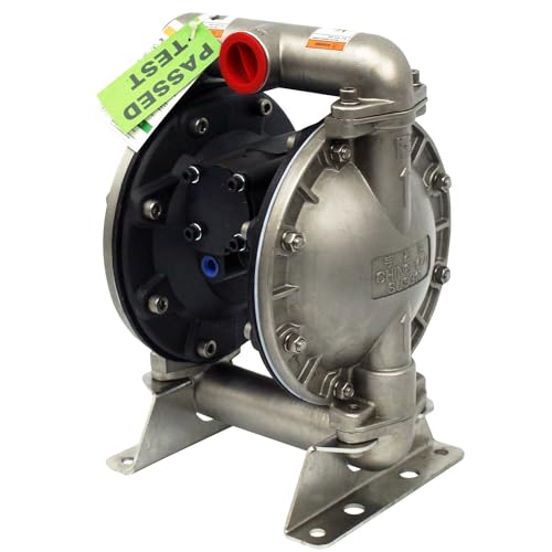 COSMOSTAR D0306 1" Stainless Steel Double Air Diaphragm Pump, Aluminum Body, Teflon Ball, seat and Diaphragm, Pump Muffler, Pump, Chemical Pump, Waste Oil Pump, Pneumatic Oil Pump, Diaphragm Pumps - size: D0306 1" Stainless Steel