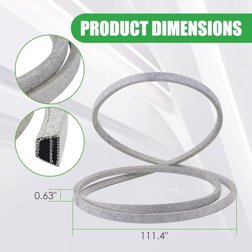 M154958 Secondary Deck Belt Fit for John Deere 48C Deck, Aramid Cord - size: 0.63" x 111.4"