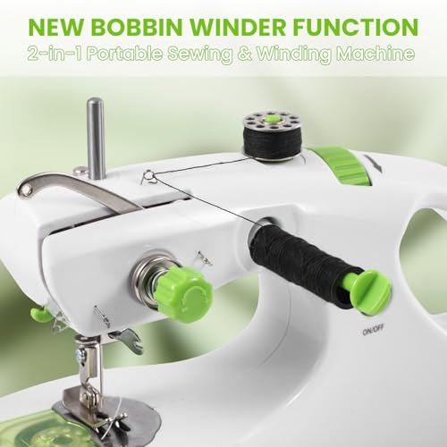 Handheld Sewing Machine for Beginners, Mini 2-Thread Stitch & Foot Pedal