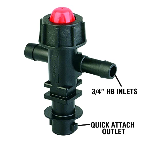 Valley Industries Polypropylene Tee Nozzle Body with Check Valve - 3/4" HB - size: 0.75 Inch, style: Tee Nozzle Body