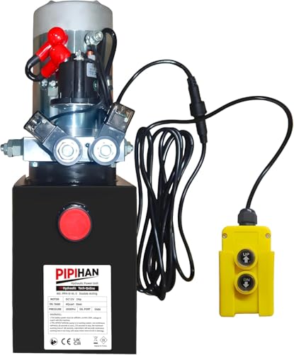 Double Acting Hydraulic Pump 8 Quart Hydraulic Power Units 12V DC Hydraulic Pump SAE#6 Connector for Dump Trailer Car Lifting