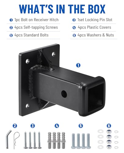 SPARKWHIZ Bolt on Receiver Hitch Tube 2 Inch Hitch Wall Mount