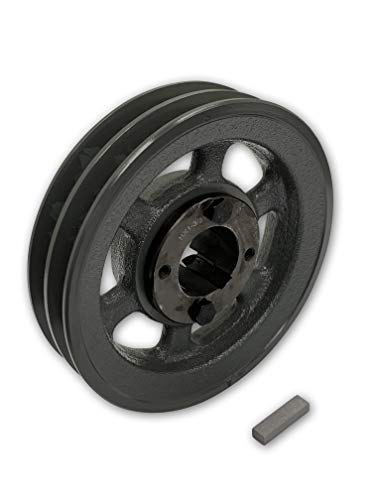 Double Groove 5.95" Cast Iron Electric Motor " H " Pulley/Sheave, Bushing Included, for 3/8" and 1/2" Top Width 3L/A/AK/4L/4LK Section V Belt, 2 Groove (1-3/8" Shaft / 1.375 Bore, 2AK61H) - size: 1-3/8" Shaft / 1.375 Bore