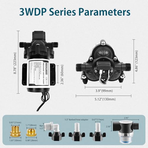 WASSERMANN RV Water Pumps 115V AC Pressure Pump with Pressure Switch, Self-priming Water Pump 4.0GPM 45PSI, Fresh Water Pump for RV, Kitchen Barthroom Camping Marine Yacht Garden Diaphragm Pump115volt - color: White06