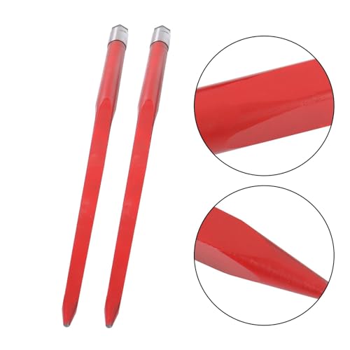 Suitable for Hay Bale Spear 49" 4500 lbs Capacity 2Pcs Spike Fork for Tractors Loaders Red
