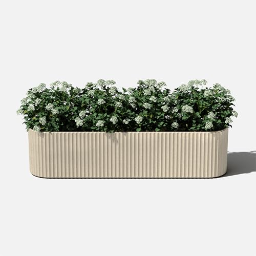 Veradek Demi Series Window Box Planter - Round Outdoor Planter - color: Sand, size: 36 inch