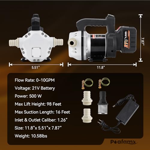 Poafamx DEF Transfer Pump with 4Ah Battery 10GPM Diesel Exhaust Fluid Pump
