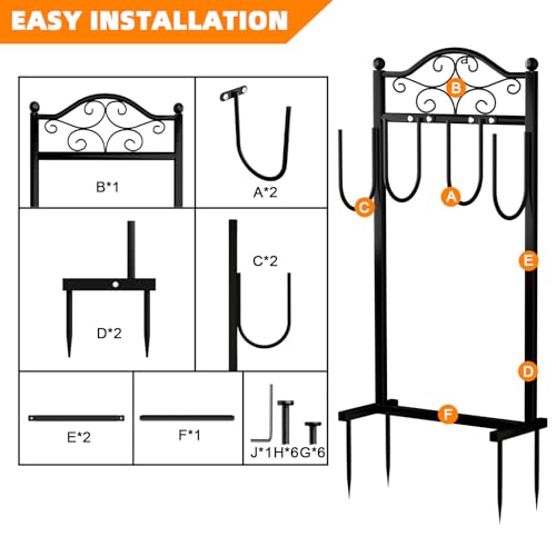 Garden Hose Holder, Heavy-Duty Garden Hose Stand for 100FT Hoses, Freestanding Water Hose Holder for Yard & Garden, Black - style: Scroll Vine