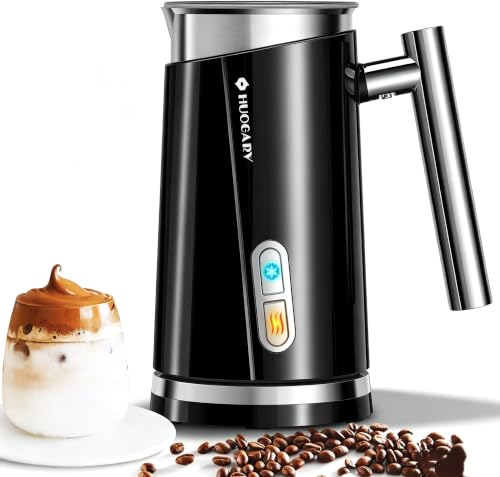 Huogary Milk Frother, Milk Steamer for Milk Foam & Hot Milk(4.5oz/10.5oz), Electric Milk Frother and Warmer for Homemade Coffee, 120V (Black) - color: Black