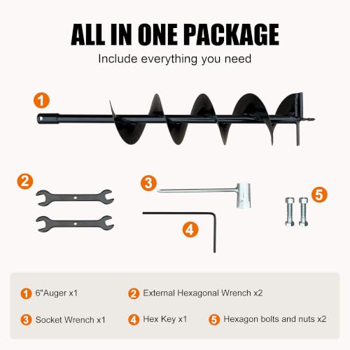 Fenceline 52cc Gas Powered Earth Auger Combo w/6 Inch Auger Drill Bit EPA Compliant