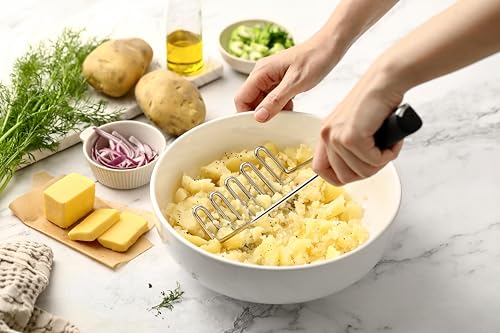 Spring Chef Stainless Steel Potato Masher, Heavy Duty Mashed Potato Smasher