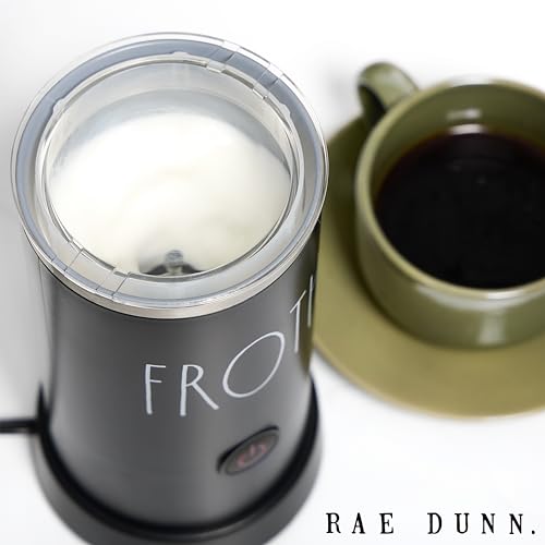 Rae Dunn Electric Milk Frother Steamer -Stylish Automatic Milk Steamer and Frother, Milk Warmer, Hot and Cold Foam Maker for Coffee, Latte, Cappuccino, Macchiato - 550 Watt (Black) - color: Black