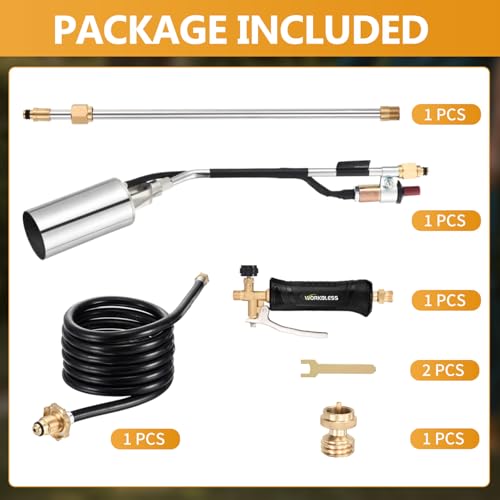 Propane Torch Weed Burner, Weed Torch with 10FT Hose, High Output 1,800,000 BTU Flame Thrower Kit with Flame Control and Adapter(Black Handle)