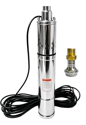 Deep Well Submersible Pump, 1 HP 220V Submersible Water Pump for Industrial Irrigation and Home Use, 328 ft Max Lift, 12 GPM,33 ft Power Cord, Long Lifespan - size: 4"-1HP-220V