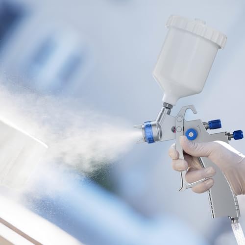 LVLP Air Spray Gun Premium Kit with 1.3/1.5/1.7mm Nozzle & Air Regulator,Automotive Paint Sprayer, for Cars & House DIY Painting Gun - color: LVLP Steel