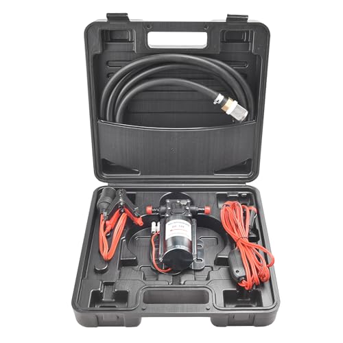 Fuel Transfer Pump Kit with Carrying Case, 12 Volt Electric Fuel Transfer Pump, High Efficiency Self-priming Pump for Pumping Gasoline, Diesel, Kerosene, Water and Liquids - size: 12V Fuel Pump Kit (with Carrying Case)