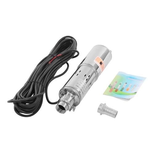 Solar Well Pump 12V 180W Submersible Water Pump with 55.77ft Cable, Max Lift 98.43ft 1.2m³/H Stainless Steel Irrigation Pump for Irrigation Agricultural Garden Home