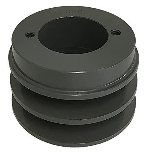 Double Groove 3.05" Cast Iron Electric Motor " H " Pulley/Sheave, Bushing Included, for 3/8" and 1/2" Top Width 3L/A/AK/4L/4LK Section V Belt, 2 Groove (1-1/8" Shaft / 1.125 Bore, 2AK30H) - size: 1-1/8" Shaft / 1.125 Bore
