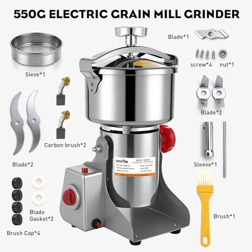 Electric herb Grinder 550g High Speed Electric Stainless Steel Spice Flour Mill Herb Grinder Powder Machine for Dry Food Grin