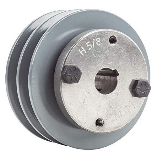 Cast Iron 3.5" Dual Groove Belt A Section 4L Pulley with 5/8" Sheave Bushing