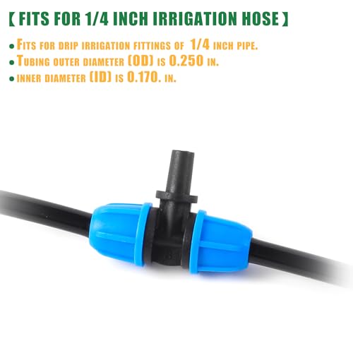 6mm to 1/4 Inch Barb Tee for for ¼ in. tubing; Tubing Outside Diameter (OD) is 0.250 in., Internal Diameter (ID) is 0.170. in. (20Pcs/Pack) (Blue-1/4" to 6mm) - color: Blue-1/4 " to 6mm