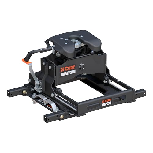 CURT 16682 A20 5th Wheel Hitch Kit with S20 Slider and Puck System Adapter with Rails, Fits Select Chevrolet, Ford, GMC