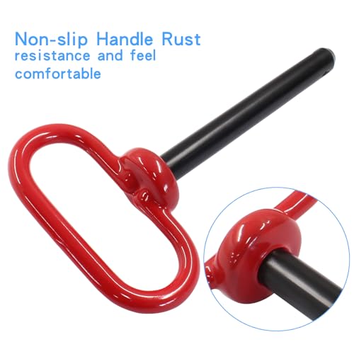 Bonsicoky Tractor Towing Hitch Pin and Clip, 1/2 x 4 Inch Trailer Gate Pin for Towing Tractor, RV, Truck, Boat, Car - Red Handle - size: 1/2 x 4 Inch