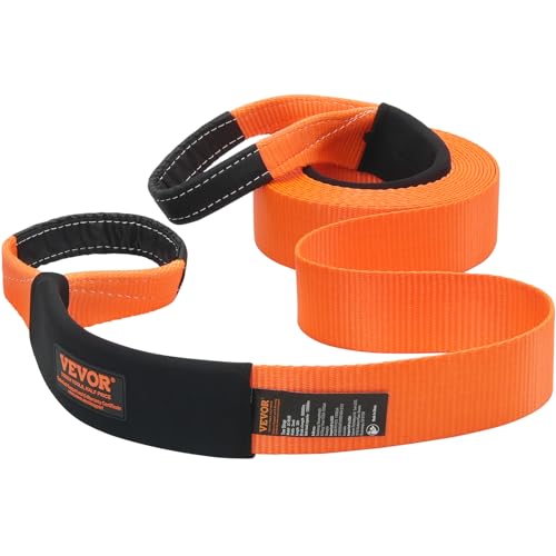 VEVOR Polyester Heavy Duty Tow Strap Recovery Kit 3" x 30 ft (MBS-36,000 lbs) Winch Strap, Triple Reinforced Loop, Snatch Strap + 2" Shackle Hitch Receiver + 3/4" D-Ring Shackles (2PCS) + Storage Bag