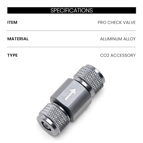 Ultum Nature Systems Pro CO2 Check Valve - Aluminum One Way Valve for Freshwater Aquarium CO2 Systems, Prevents Backflow into Regulators, Fits 6mm 3/16” Tubing, Matte Finish - 1 Pack