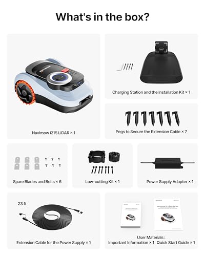 Segway Navimow i215 LiDAR Robot Lawn Mower Wire Free with Garage M, LiDAR & Vision Dual Fusion, Auto Mapping, Off-Road Wheels for 45% Slopes, Covers 0.37 Acre (Garage Shipped Separately) - style: i215 LiDAR + Garage M