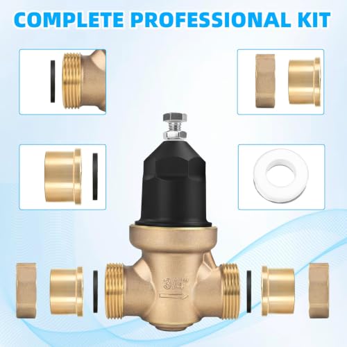 3/4" NR3XL Pressure Reducing Valve for Zurn Wilkins 34-NR3XLDU, No Lead Water Pressure Regulator for Home, 3/4" Pressure Reducing Valve with Double Union FNPT Connection, Complete Accessories - size: 0.75 Inch