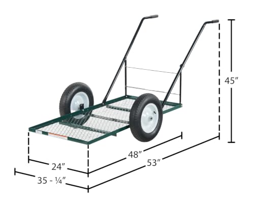 Vestil LSC-2448-TC Steel Landscape Cart with Low Profile Tilt 53 In. x 24 In. x 45 In. 500 Lb. Capacity Green - size: 500 lbs Load Capacity, 3" Height, 48" Length X 24" Width