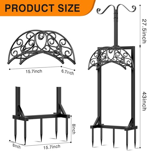 Garden Hose Holder for Outside - Upgraded Water Hose Holders with 5 Spikes & 2 Shepherds Hooks, Freestanding Hose Stand Heavy Duty Hose Hanger Hose Storage Hose Reel Rack for Outside Yard Lawn