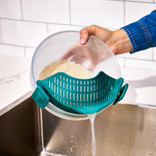 Anyday Silicone Clip On Strainer for Pots and Pans & Glass Dishes - color: Kale