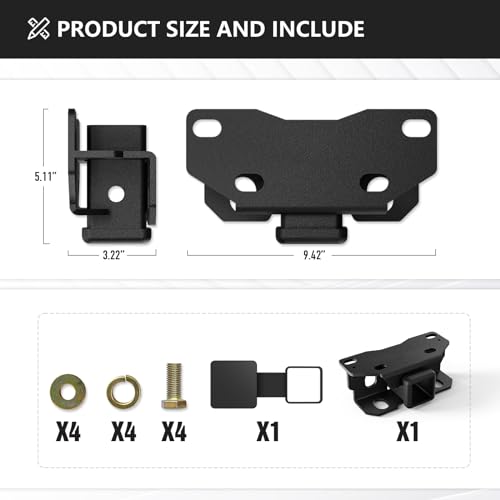 YZONA Tow Hitch 2 Inch, for Lexus GX460 Tow Hitch, 2 Inch Receiver, Class 3 Trailer Hitch Compatible with 2010-2024 Lexus GX460 GX 460 Hitch Receiver with Cover, Black Power Coat Towing Combo - size: GX460 Hitch