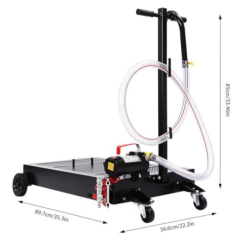 15 Gallon Oil Drain Pan with 155W Electric Pump & 8.2 Ft Hose Low Profile Oil Drain Tank Oil Drain Cart with Foldable T-Handle, Oil Change Pan for Car, SUV, Truck - size: B-15 Gallon Oil Drain Pan 155W Electric Pump