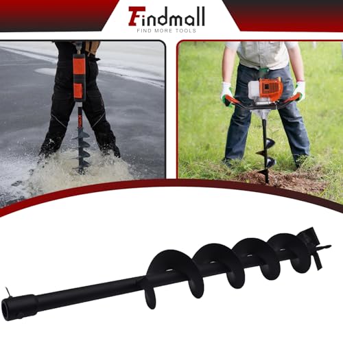 findmall Earth Auger Drill Bits 4" 6" 8" 10" 12" for Gaseous Fluid Powered Post Fence Hole Digger - size: 4inch